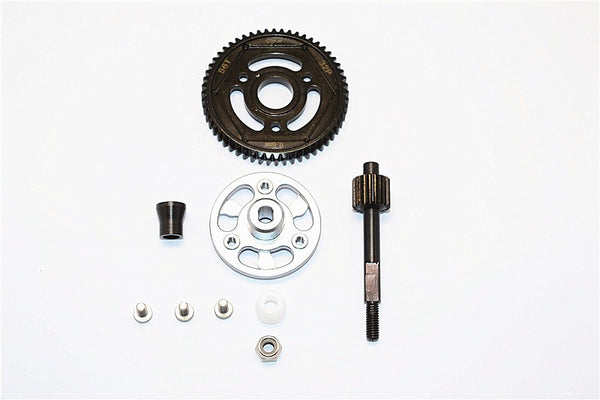 Axial SMT10 Grave Digger (AX90055) & MAX-D (AX90057) Aluminum Spur Gear Adapter+Steel Gear 56T - 1 Set Gray Silver