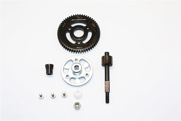 Axial SMT10 Grave Digger (AX90055) & MAX-D (AX90057) Aluminum Spur Gear Adapter+Steel Gear 57T - 1 Set Gray Silver