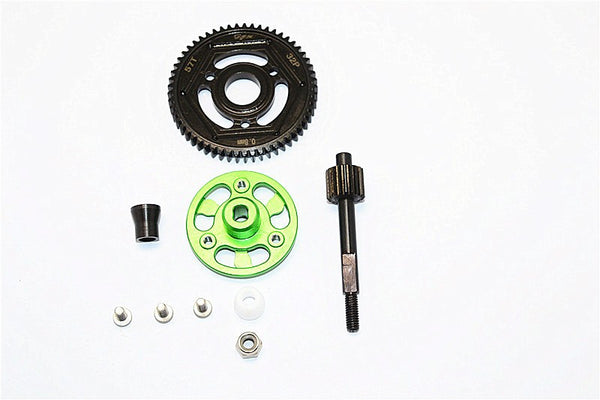 Axial SMT10 Grave Digger (AX90055) & MAX-D (AX90057) Aluminum Spur Gear Adapter+Steel Gear 57T - 1 Set Green