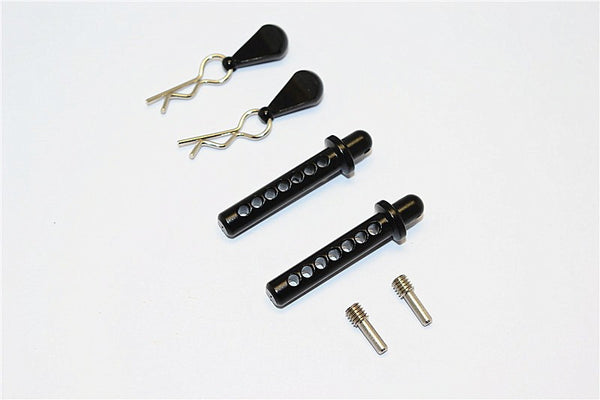 Axial SMT10 Grave Digger (AX90055) & MAX-D (AX90057) Aluminum Front Body Post With Clip & Mount - 1Pr Set Black