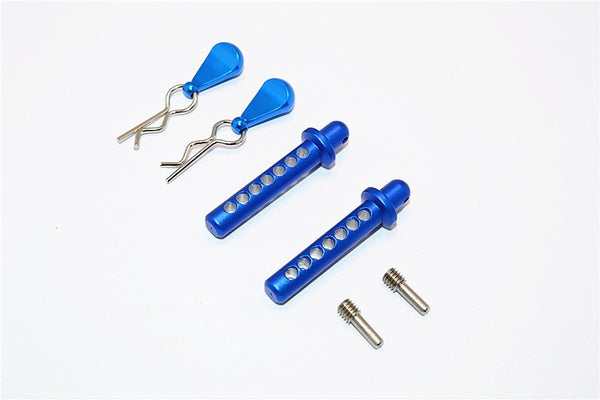 Axial SMT10 Grave Digger (AX90055) & MAX-D (AX90057) Aluminum Front Body Post With Clip & Mount - 1Pr Set Blue