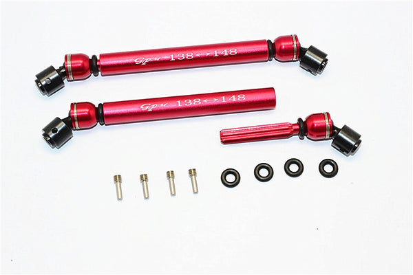 Axial SMT10 Grave Digger (AX90055) Aluminum Front&Rear Center Shaft With Steel Joint (138mm-148mm) - 1Pr Set Red