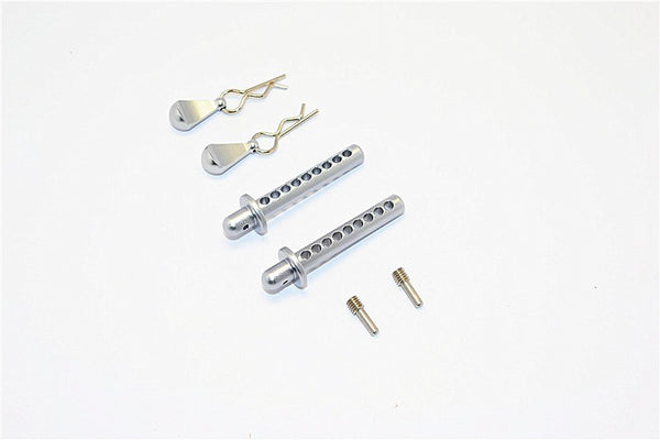 Axial SMT10 MAX-D (AX90057) Aluminum Front/Rear Body Post With Clip & Mount - 1 Set Gray Silver