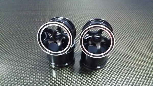 Kyosho Mini-Z Monster Aluminum Front+Rear 3D Sinkage Rims (5 Poles) - 2Prs Black