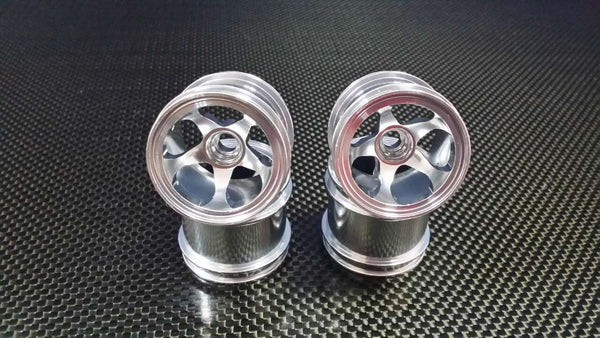 Kyosho Mini-Z Monster Aluminum Front+Rear 3D Sinkage Rims (5 Poles) - 2Prs Silver