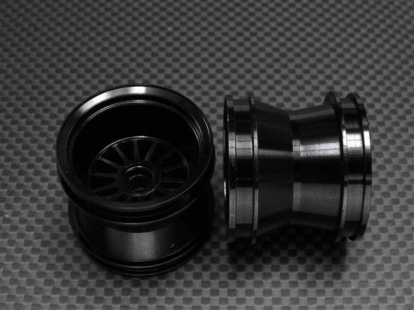 Kyosho Mini-Z Monster Aluminum Front/Rear Flat Rims (14 Poles) - 1Pr Black