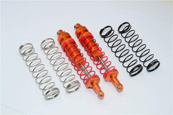 HPI Savage XS Flux Aluminum Front/Rear Dampers With Aluminum Ball Ends & 1.1mm, 1.2mm, 1.3mm Coil Springs - 1Pr Set Orange
