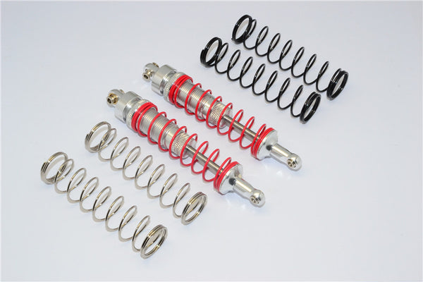 HPI Savage XS Flux Aluminum Front/Rear Dampers With Aluminum Ball Ends & 1.1mm, 1.2mm, 1.3mm Coil Springs - 1Pr Set Silver
