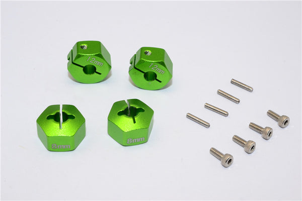 Team Losi Mini 8ight-T Truggy Aluminum Drive Adapter (12mmx8mm) - 4Pcs Set Green