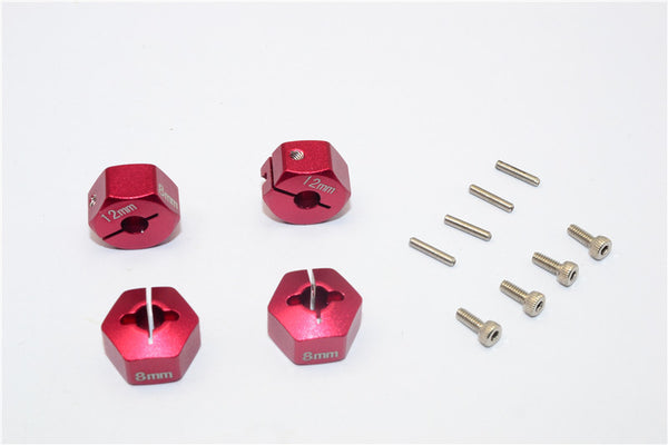 Team Losi Mini 8ight-T Truggy Aluminum Drive Adapter (12mmx8mm) - 4Pcs Set Red