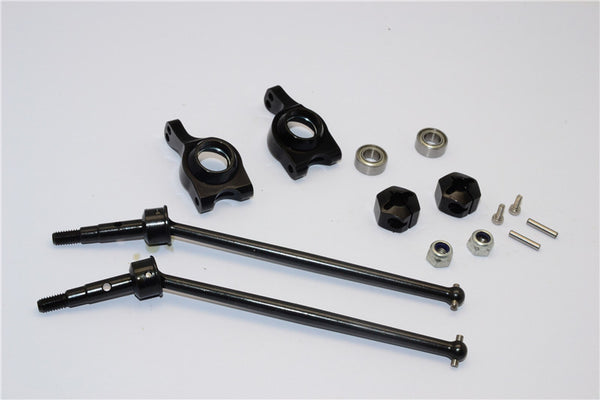 Team Losi Mini 8ight-T Truggy Steel #45 Front/Rear CVD Drive Shaft with Rear Knuckle & 12x8mm Hex & 5x10 Bearings - 1 Set Black