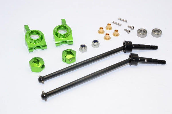 Team Losi Mini 8ight-T Truggy Steel #45 Front/Rear CVD Drive Shaft with Rear Knuckle & 12x8mm Hex & 5x10 Bearings - 1 Set Green