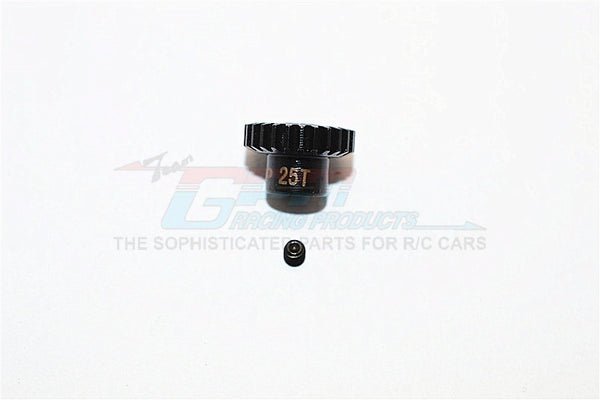 Hard Steel Motor Gear 48 Pitch 25T (Hole 3.175mm, Tooth Distance 0.5mm) - 1Pc Set Black