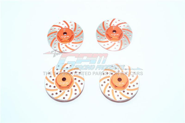 Axial Yeti Jr. Score Trophy Truck (AX90052) / Yeti Jr. Can-Am Maverick (AXI90069) Aluminum Front + Rear Brake Disk With Silver Lining - 4Pc Set Orange