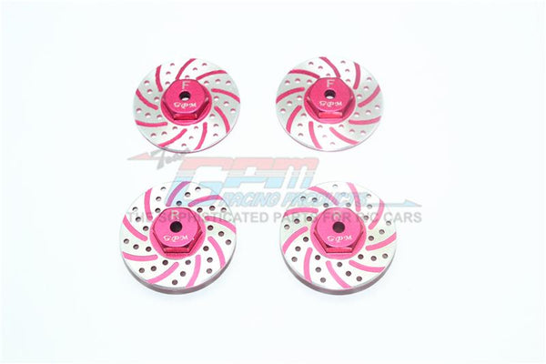 Axial Yeti Jr. Score Trophy Truck (AX90052) / Yeti Jr. Can-Am Maverick (AXI90069) Aluminum Front + Rear Brake Disk With Silver Lining - 4Pc Set Red