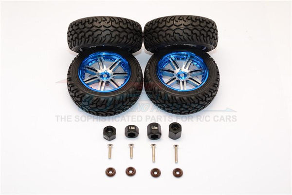 Axial Yeti Jr. SCORE Trophy Truck (AX90052) Aluminum Front & Rear Hex Adapters + Wheels & Tires - 16Pcs Set Black