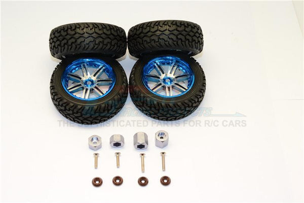 Axial Yeti Jr. SCORE Trophy Truck (AX90052) Aluminum Front & Rear Hex Adapters + Wheels & Tires - 16Pcs Set Gray Silver