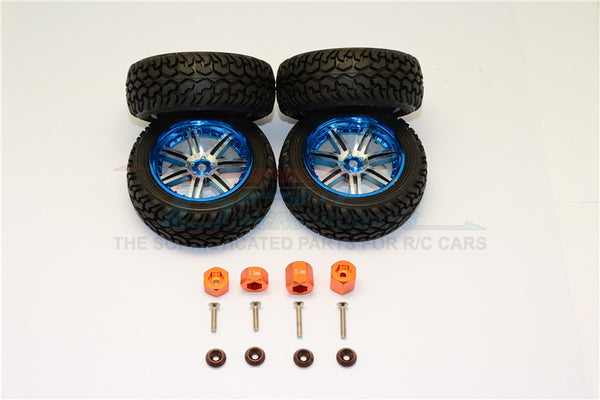 Axial Yeti Jr. SCORE Trophy Truck (AX90052) Aluminum Front & Rear Hex Adapters + Wheels & Tires - 16Pcs Set Orange