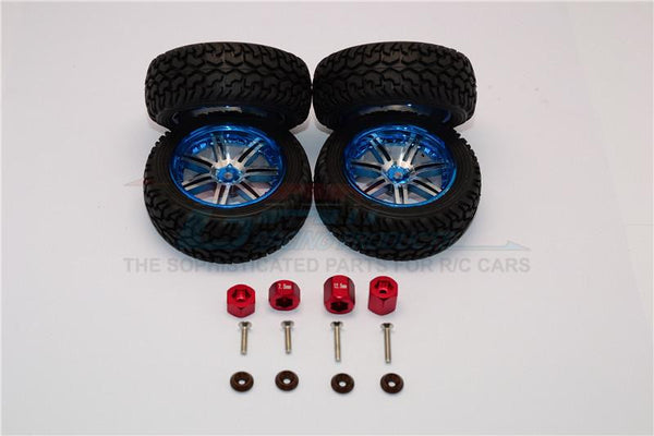 Axial Yeti Jr. SCORE Trophy Truck (AX90052) Aluminum Front & Rear Hex Adapters + Wheels & Tires - 16Pcs Set Red