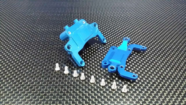 Kyosho Mini-Z AWD Aluminum Rear Gear Box Cover + Rear Gear Box Lower Tray With Screws - 2 Pcs Set Blue