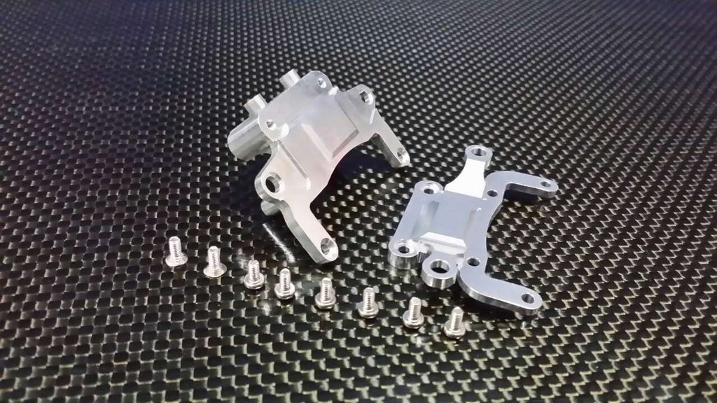 Kyosho Mini-Z AWD Aluminum Rear Gear Box Cover + Rear Gear Box Lower Tray With Screws - 2 Pcs Set Silver