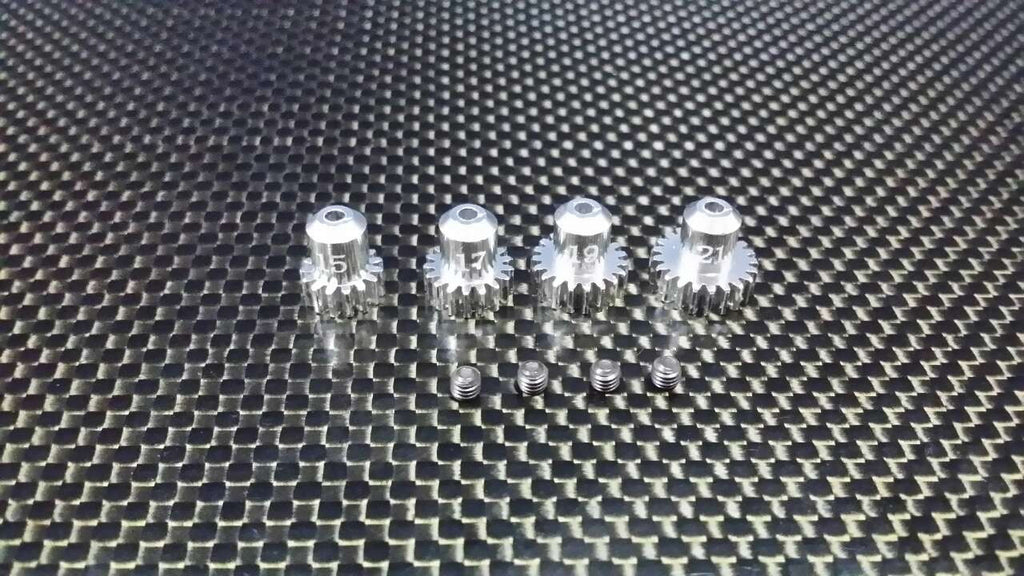 Kyosho Mini-Z AWD Aluminum Motor Gear (15T, 17T, 19T, 21T) With Screws - 1 Set Silver