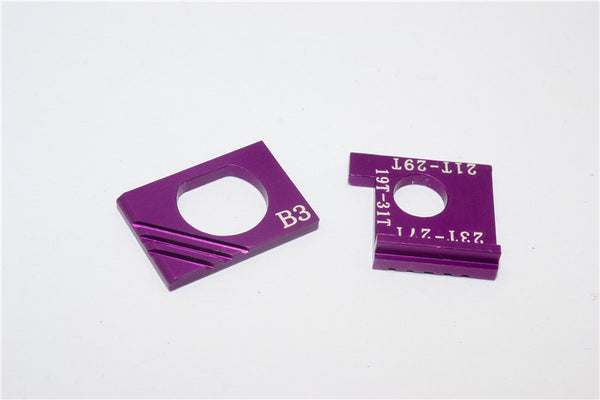 Kyosho Mini-Z AWD Aluminum Motor Spacer (Motor Gear 19T W/Main Gear 31T ) (Motor Gear 21T W/Main Gear 29T) (Motor Gear 23T W/Main Gear 27T) - 1Pr Purple