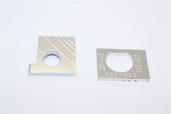 Kyosho Mini-Z AWD Aluminum Motor Spacer (Motor Gear 19T W/Main Gear 31T ) (Motor Gear 21T W/Main Gear 29T) (Motor Gear 23T W/Main Gear 27T) - 1Pr Silver