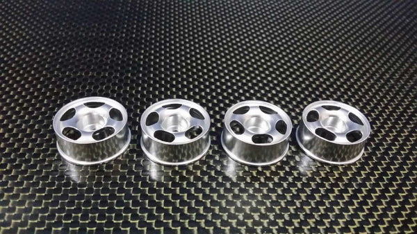 Kyosho Mini-Z AWD Aluminum Front/Rear Ridge Rims (5P, 3.5mm Off Set, Width 8.5mm) - 2 Prs Silver