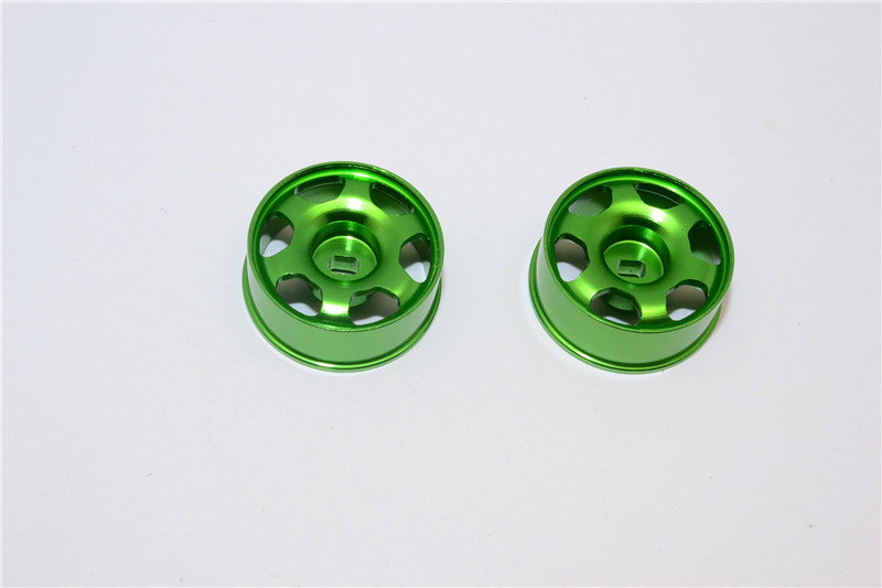 Kyosho Mini-Z AWD Aluminum Front/Rear Ridge Rims (6P, 2.5mm Off Set, Width 8.5mm) - 1Pr Green