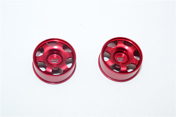Kyosho Mini-Z AWD Aluminum Front/Rear Ridge Rims (6P, 2.5mm Off Set, Width 8.5mm) - 1Pr Red