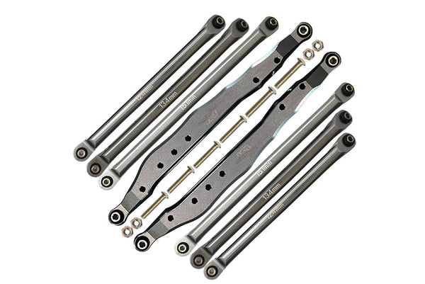 Axial 1/10 RBX10 Ryft 4WD Rock Bouncer Aluminum Upgrade Combo Set A (Trailing Arms + Chassis Links) - Gray Silver