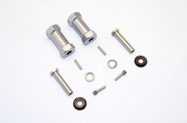 Axial RR10 Bomber Aluminum Wheel Hex Adapters 27mm Width (Use For 4mm Thread Wheel Shaft & 5mm Hole Wheel) - 1Pr Set Gray Silver