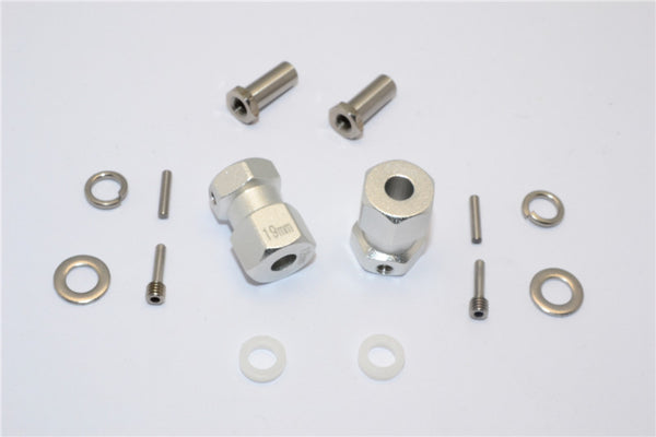 Axial RR10 Bomber Aluminum Wheel Hex Adapter (Inner 5mm, Outer 12mm, Thickness 19mm) - 2Pcs Set Silver