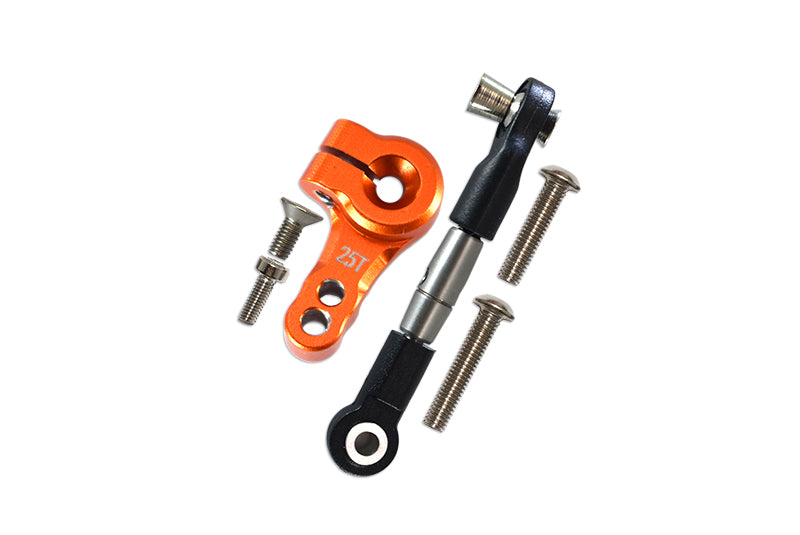 Traxxas Rustler 4X4 VXL (67076-4) Spring Steel Tie Rod + 25T Aluminum Servo Horn - 6Pc Set Orange