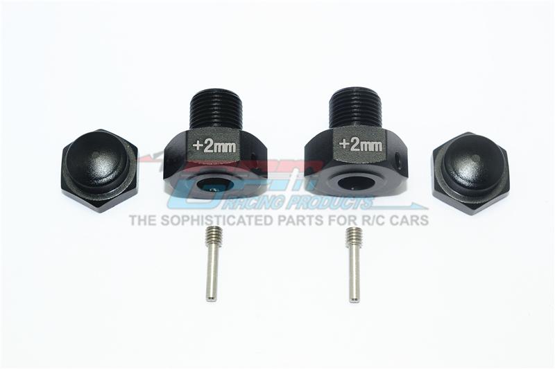 Losi 1/6 Super Baja Rey 4X4 Desert Truck Aluminum Wheel Hex Adapter (+2mm) - 6Pc Set Black
