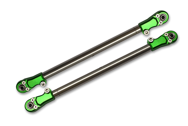 Losi 1/6 Super Baja Rey 4X4 Desert Truck Stainless Steel Adjustable Rear Upper Chassis Link Tie Rods With Aluminium Ends - 2Pc Set Green