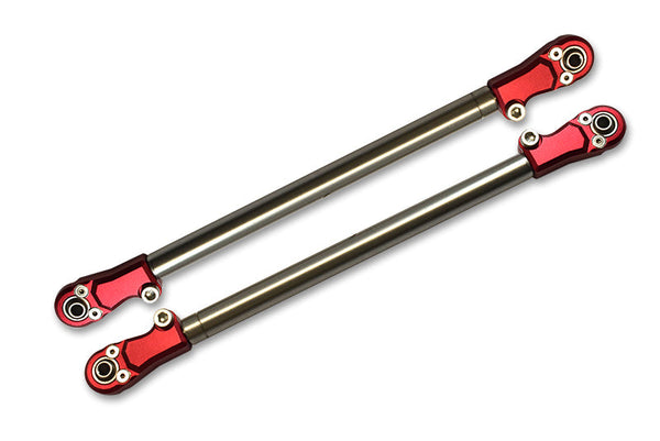 Losi 1/6 Super Baja Rey 4X4 Desert Truck Stainless Steel Adjustable Rear Upper Chassis Link Tie Rods With Aluminium Ends - 2Pc Set Red