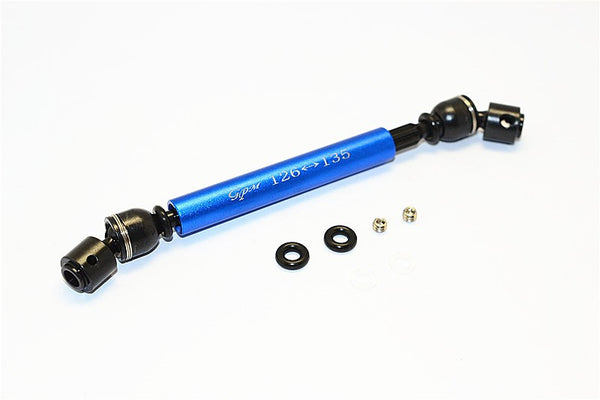 Tamiya CC01 Steel+Aluminum Front & Rear Main Drive Shaft (126mm-135mm) - 1Pc Set Blue