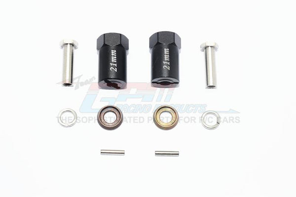 Axial SCX10 & SCX10 II Aluminum Hex Adapter 21mm Thick - 1Pr Set Black