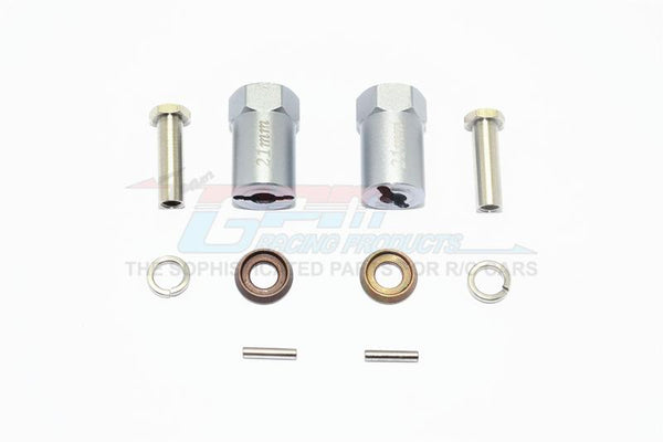 Axial SCX10 & SCX10 II Aluminum Hex Adapter 21mm Thick - 1Pr Set Gray Silver