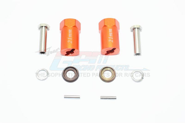 Axial SCX10 & SCX10 II Aluminum Hex Adapter 21mm Thick - 1Pr Set Orange
