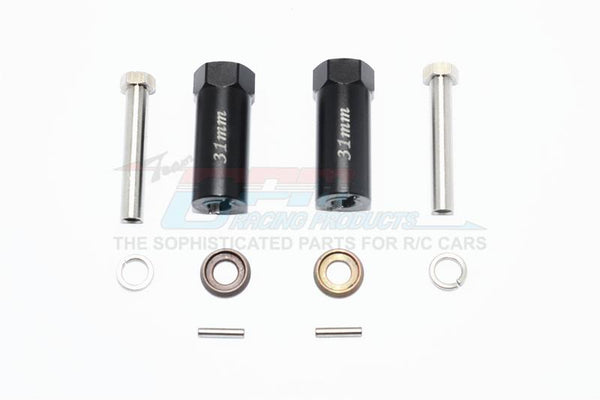 Axial SCX10 & SCX10 II Aluminum Hex Adapter 31mm Thick - 1Pr Set Black