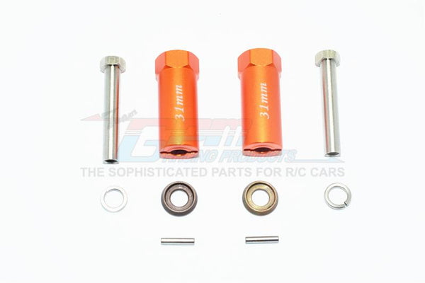 Axial SCX10 & SCX10 II Aluminum Hex Adapter 31mm Thick - 1Pr Set Orange