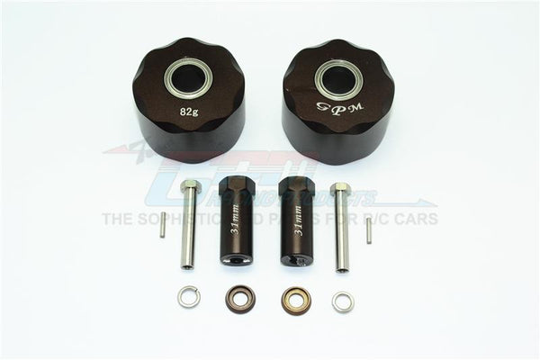 Axial SCX10 & SCX10 II Aluminum Pendulum Wheel Knuckle Axle Weight + 31mm Hex Adapter - 1Pr Set Brown