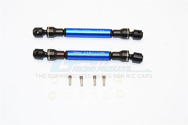 Axial SCX10 Steel+Aluminum Front & Rear Main Drive Shaft (F:123mm-133mm, R:118mm-128mm) - 2Pcs Set Blue