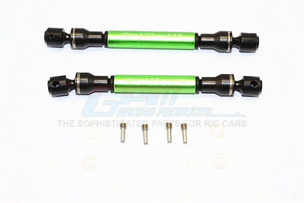 Axial SCX10 Steel+Aluminum Front & Rear Main Drive Shaft (F:123mm-133mm, R:118mm-128mm) - 2Pcs Set Green