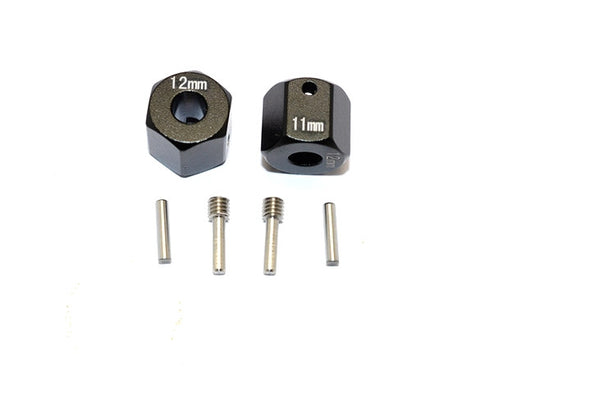 Axial SCX10 II (AX90046) Aluminum Wheel Hex Adapters 12mm X 11mm - 2Pcs Set Black