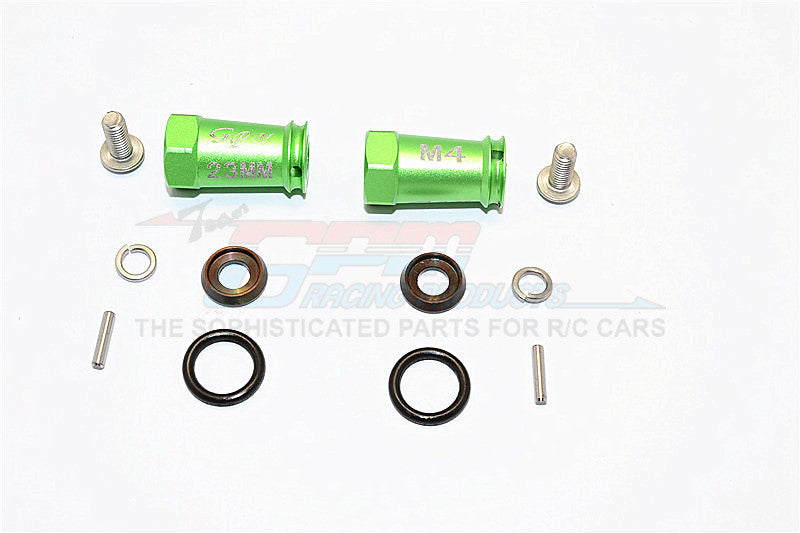 Axial SCX10 II (AX90046, AX90047) Aluminum Wheel Hex Adapters (4mm Hole & 23mm Width) - 1Pr Set Green