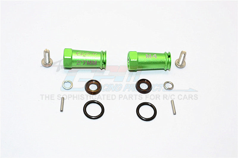 Axial SCX10 II (AX90046, AX90047) Aluminum Wheel Hex Adapters (4mm Hole & 27mm Width) - 1Pr Set Green